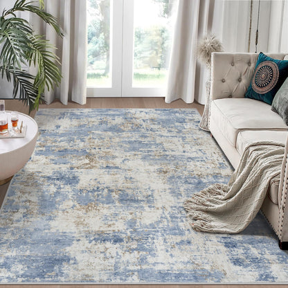 8x10 Area Rugs for Living Room Bedroom Dining Room Washable Blue Grey