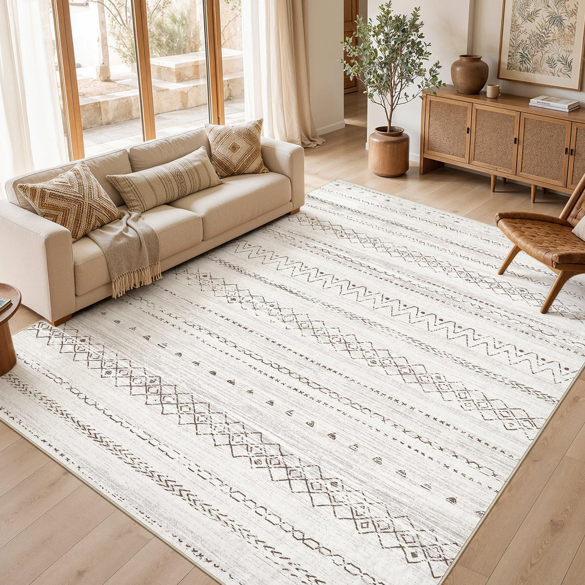 cotiled Boho 5x7 Area Rugs for Living Room: Soft Moroccan Washable Rug
