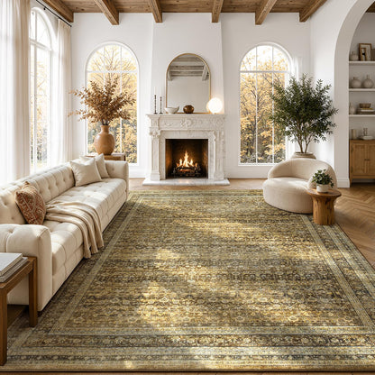 8x10 Area Rugs for Living Room Green Washable Non-Slip Large Carpet