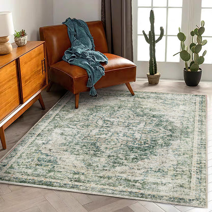 CHAMPLANT 6'x9' Washable Vintage Area Rug Boho Chic Medallion Distressed Design Non-Shedding Easy Care Ideal for High Traffic Areas in Living Room Bedroom Kitchen Office Large Carpet