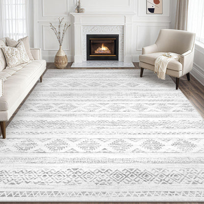 Tortania Area Rug Living Room Rugs - 5x7 Washable Large Soft Neutral Boho Moroccan Bohemian Farmhouse Rug Indoor Floor Carpet for Bedroom Under Dining Table Home Office Decor - Cream Brown