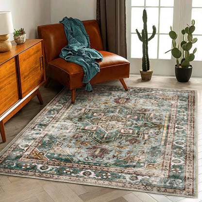 CHAMPLANT 6'x9' Washable Vintage Area Rug Boho Chic Medallion Distressed Design Non-Shedding Easy Care Ideal for High Traffic Areas in Living Room Bedroom Kitchen Office Large Carpet
