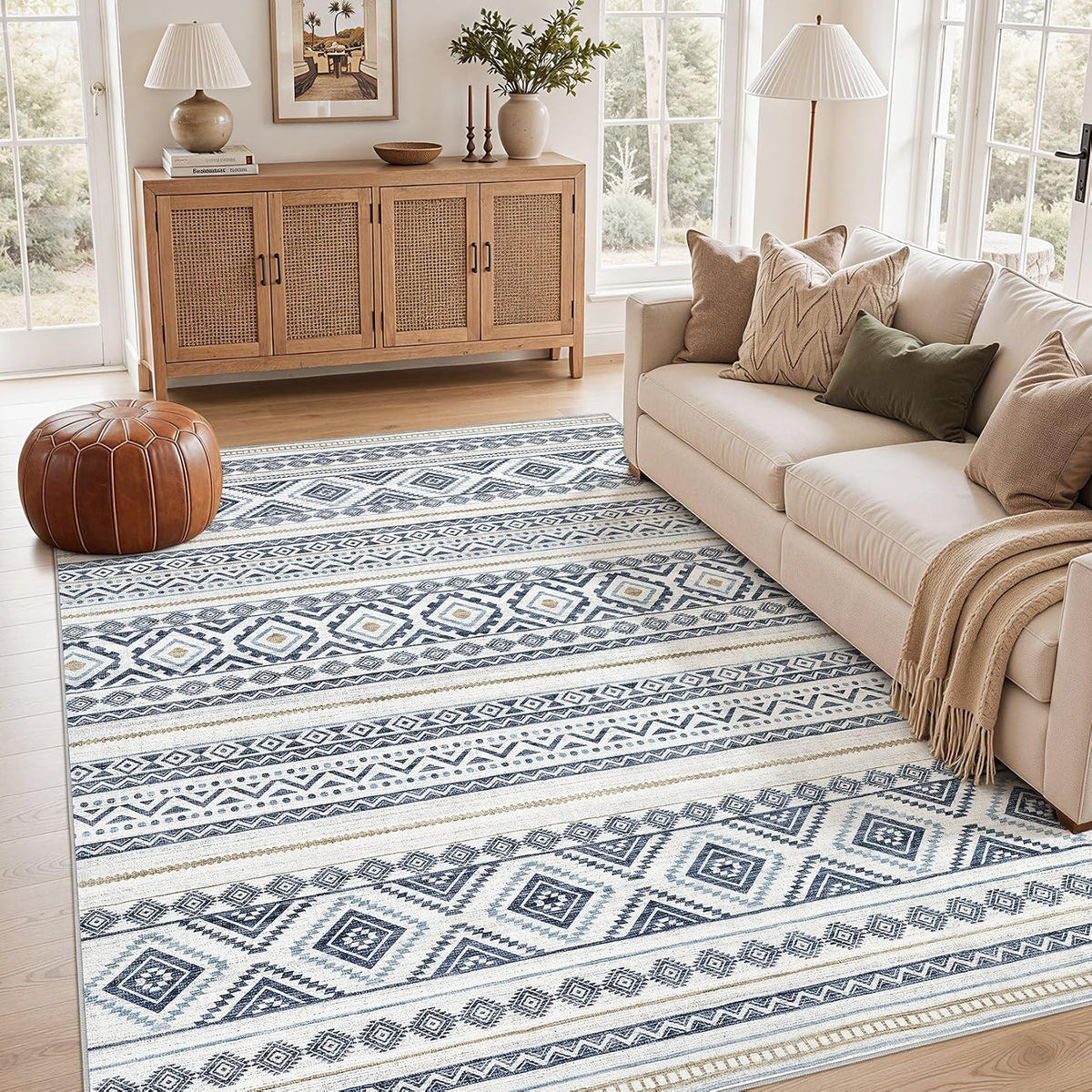 cotiled Boho 5x7 Area Rugs for Living Room: Soft Moroccan Washable Rug