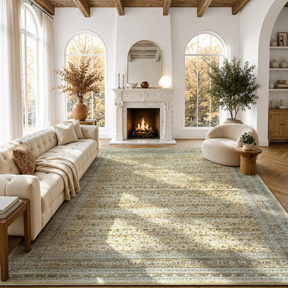 8x10 Area Rugs for Living Room Green Washable Non-Slip Large Carpet