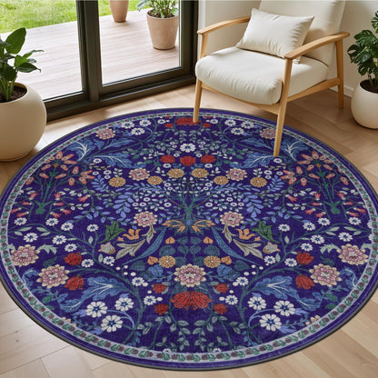 PLHXFR Area Rug Living Room: 5x7 Floral Washable Boho Carpet Dark Green