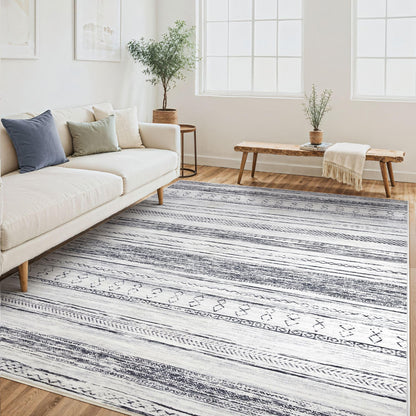 Tortania Area Rug Living Room Rugs - 5x7 Washable Large Soft Neutral Boho Moroccan Bohemian Farmhouse Rug Indoor Floor Carpet for Bedroom Under Dining Table Home Office Decor - Cream Brown