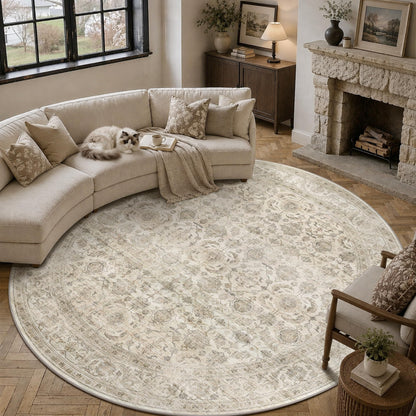 JOOJA 6x9 Brown Vintage Boho Washable Area Rug, Soft Low Pile Floor Carpet