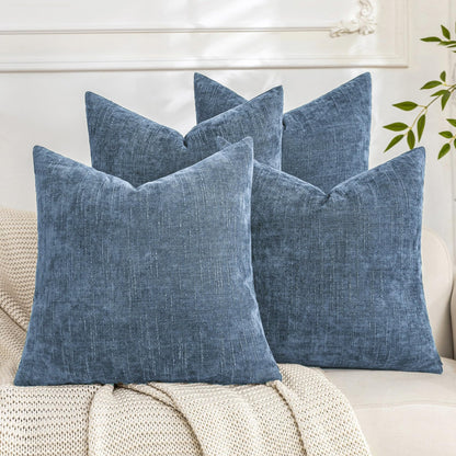 Set of 4 Soft Textured Throw Pillow Covers 18x18 Inch Cozy Decorative Farmhouse Cushion Cover Square Accent Pillow Cases for Bed Couch Sofa Living Room, Beige Taupe Brown