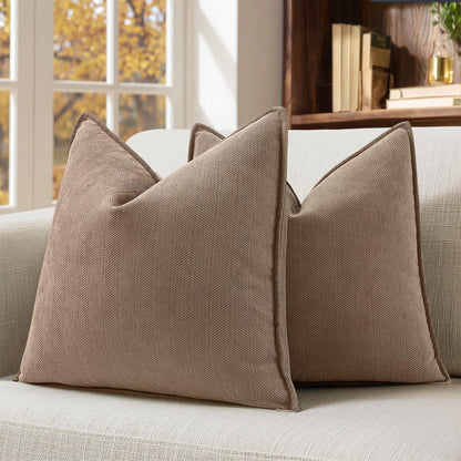 MIULEE Pack of 2 Sage Green Decorative Chenille Pillow Covers 20x20 Inch