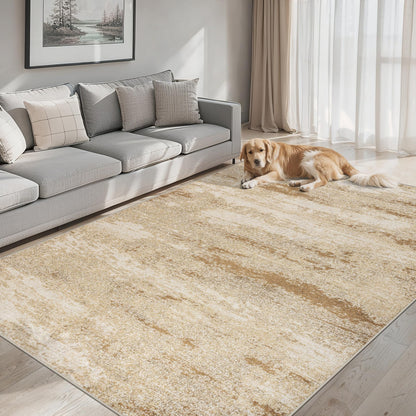 PLHXFR 6x9 Area Rug Living Room: Abstract Washable Carpet Brown Black