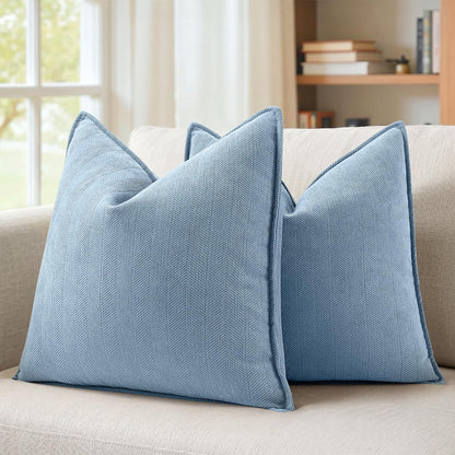 MIULEE Pack of 2 Sage Green Decorative Chenille Pillow Covers 20x20 Inch