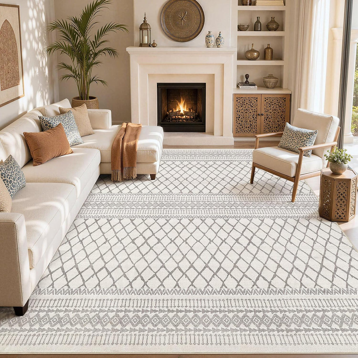 cotiled Boho 5x7 Area Rugs for Living Room: Soft Moroccan Washable Rug