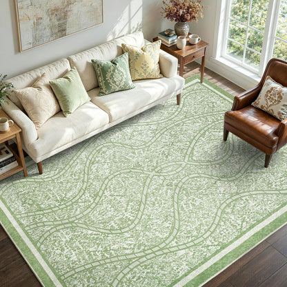 6x9 Ft Abstract Washable Area Rugs for Living Room Blue