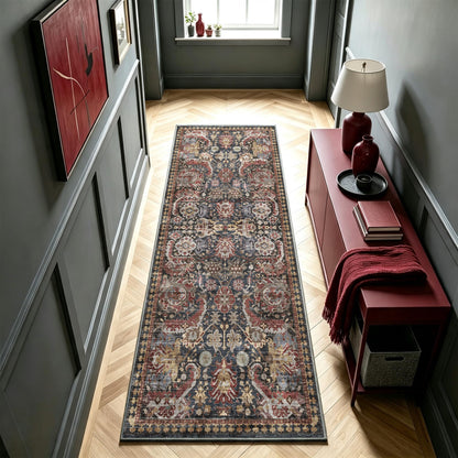 RUGSURE Washable Area Rugs - Perfect for Living Room, Bedroom, Kids Room, Nursery - Stain & Water Resistant Non-Slip, Pet & Child Friendly, Vintage Tribal Area Rugs (Green, 5' x 7')