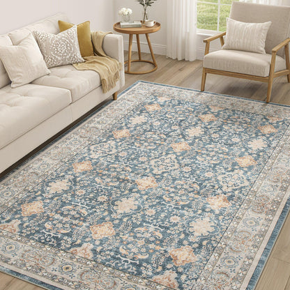 cotiled 5x7 Area Rug for Living Room, Washable, Traditional, Beige