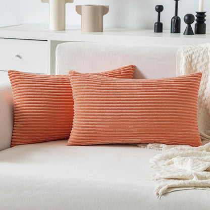 MIULEE Fall Decorative Corduroy Throw Pillow Covers Set of 2 18x18 Orange