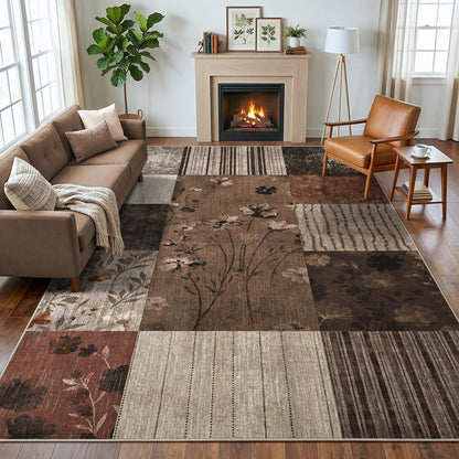 4'x6' Colorful Geometric Patchwork Floral Area Rug