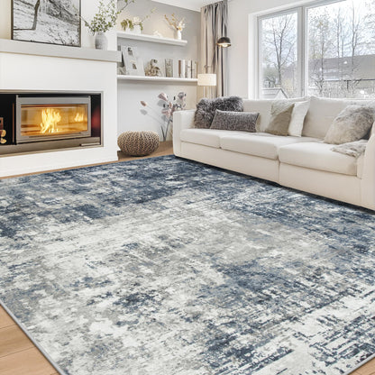 8x10 Area Rugs for Living Room Bedroom Dining Room Washable Blue Grey