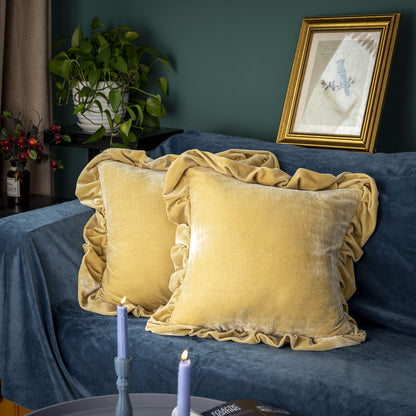 GLORY SEASON Velvet Throw Pillow Cover Soft Decorative Luxurious Solid Square Cushion Case for Sofa Couch Bedroom Farmhouse,Pack of 2, 18 x 18 Inches, Amaranth