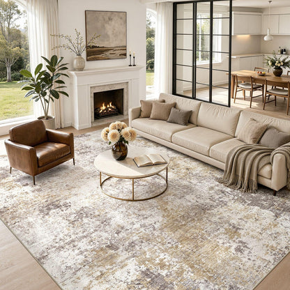 Nakagishi Boho 5x7 Area Rug Living Room Rugs Machine Washable Beige/Brown