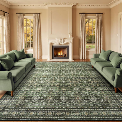 8x10 Area Rugs for Living Room Green Washable Non-Slip Large Carpet