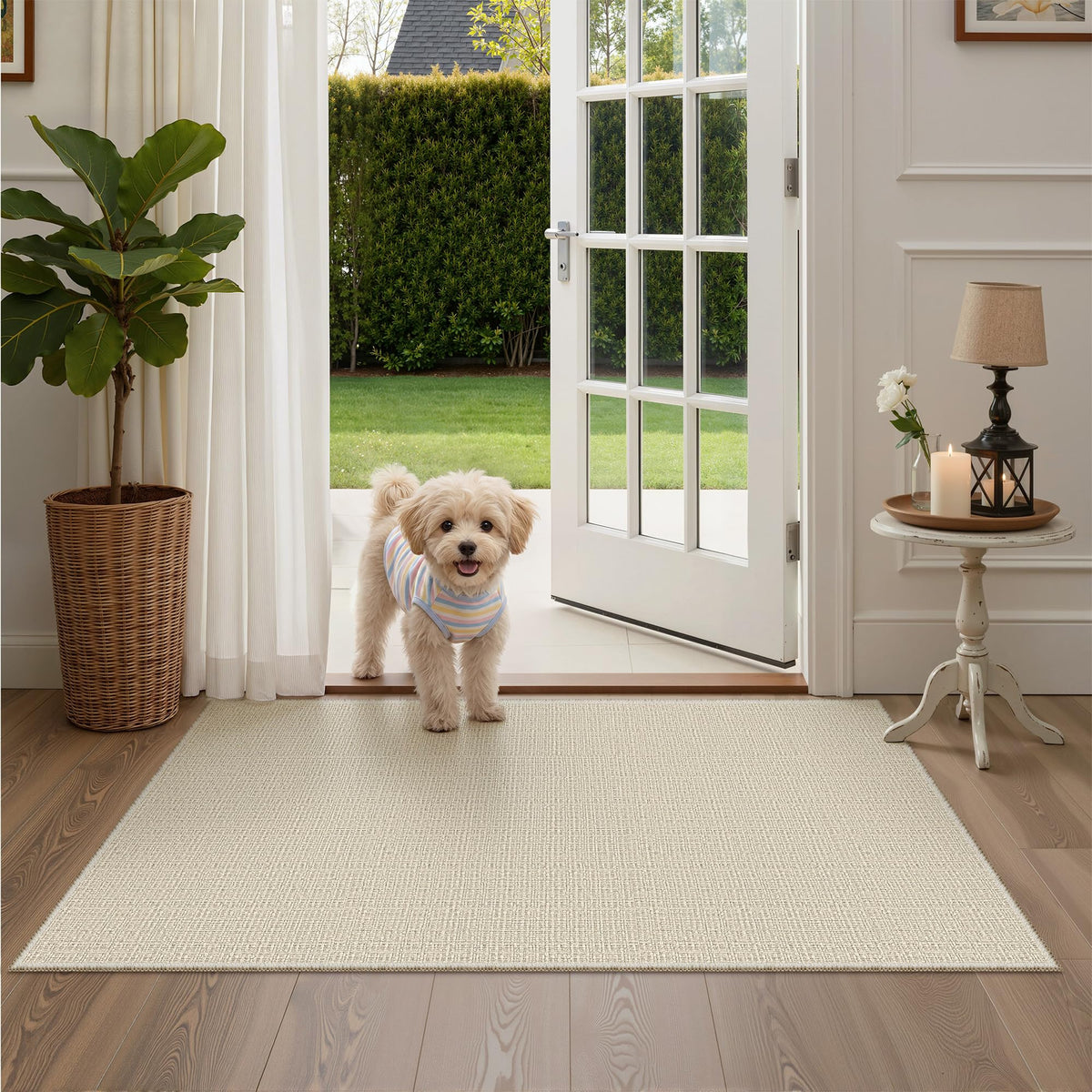 Valenrug Washable Rugs 5x7, Non Slip Large Area Rugs for Living Room, Beige