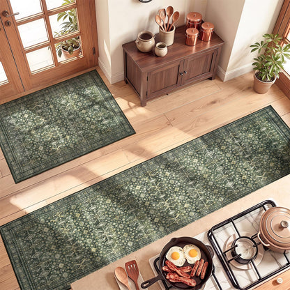 8x10 Area Rugs for Living Room Green Washable Non-Slip Large Carpet