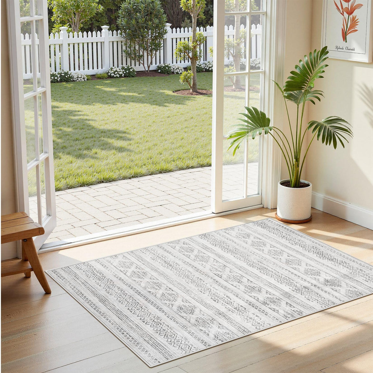Tortania Area Rug Living Room Rugs - 5x7 Washable Large Soft Neutral Boho Moroccan Bohemian Farmhouse Rug Indoor Floor Carpet for Bedroom Under Dining Table Home Office Decor - Cream Brown