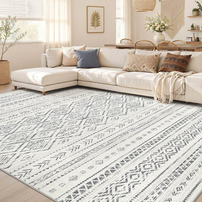 Nakagishi Boho 5x7 Area Rug Living Room Rugs Machine Washable Beige/Brown