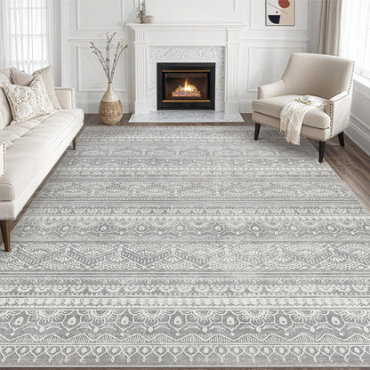 Tortania Area Rug Living Room Rugs - 5x7 Washable Large Soft Neutral Boho Moroccan Bohemian Farmhouse Rug Indoor Floor Carpet for Bedroom Under Dining Table Home Office Decor - Cream Brown