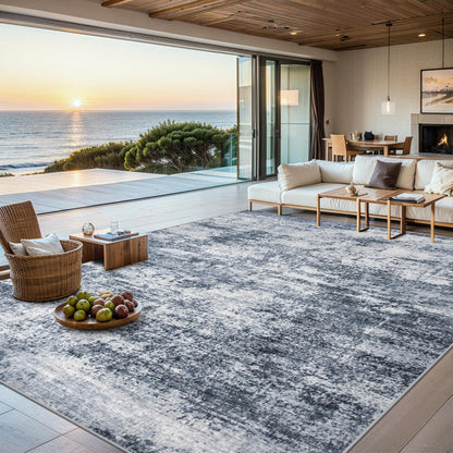 PLHXFR 6x9 Area Rug Living Room: Abstract Washable Carpet Brown Black