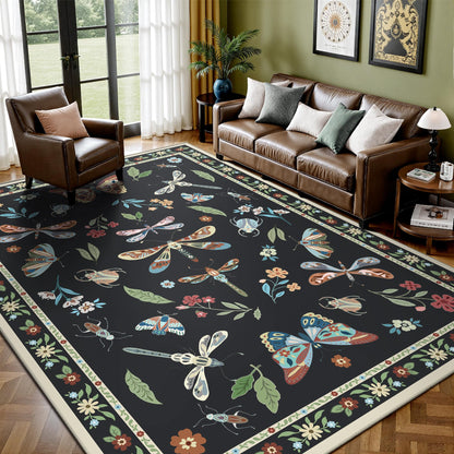8x10 Area Rugs, Machine Washable Low Pile Floral Rugs for Living Room, Bedroom, Large Boho Area Rug with Non-Slip Backing for Dining Room(Beige Floral)