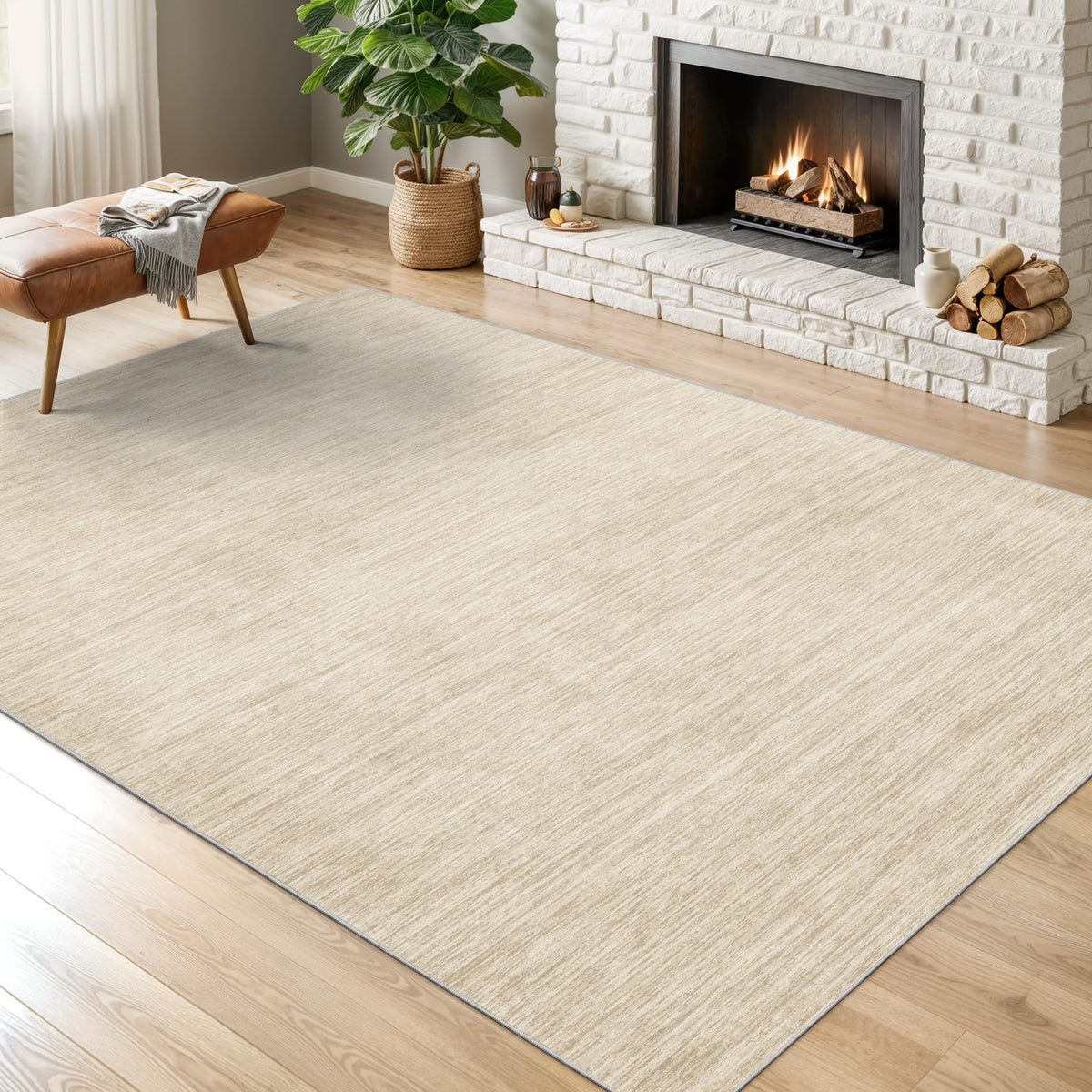 Valenrug Washable Rugs 5x7, Non Slip Large Area Rugs for Living Room, Beige