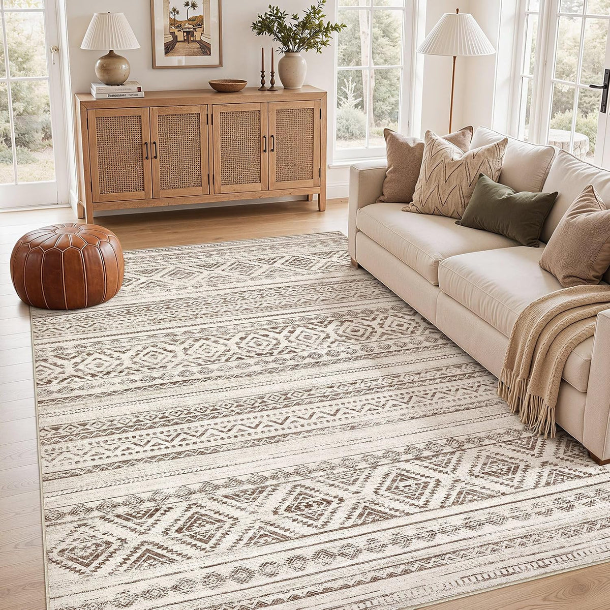 cotiled Boho 5x7 Area Rugs for Living Room: Soft Moroccan Washable Rug