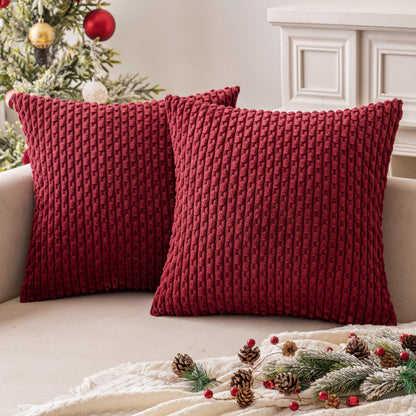 MIULEE Decorative Throw Pillow Covers 18x18 Sage Green Textured Corduroy