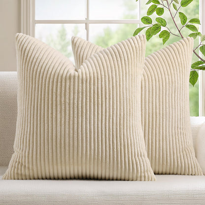 Mecatny Corduroy Fall Throw Pillow Covers 18x18 Set of 2 Olive Green