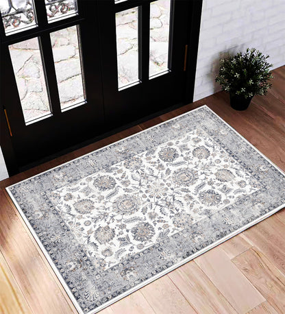 CHAMPLANT 6'x9' Washable Vintage Area Rug Boho Chic Medallion Distressed Design Non-Shedding Easy Care Ideal for High Traffic Areas in Living Room Bedroom Kitchen Office Large Carpet