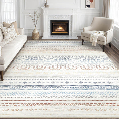 Tortania Area Rug Living Room Rugs - 5x7 Washable Large Soft Neutral Boho Moroccan Bohemian Farmhouse Rug Indoor Floor Carpet for Bedroom Under Dining Table Home Office Decor - Cream Brown