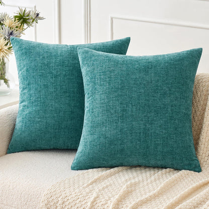 MIULEE Soft Chenille Fall Throw Pillow Covers Burnt Orange 18x18 Pack of 2