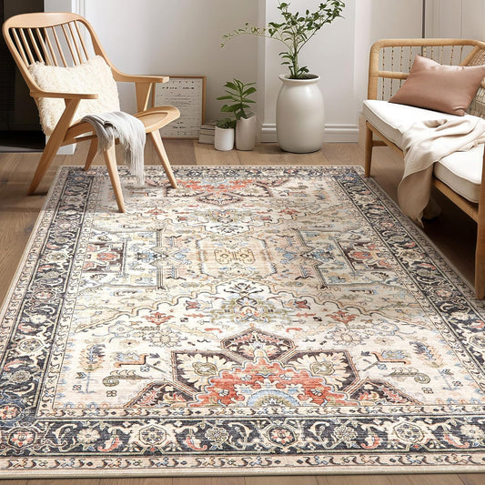 Vintage 5x7 Rugs for Living Room Washable Area Rug Multi Color