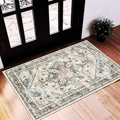 CHAMPLANT 6'x9' Washable Vintage Area Rug Boho Chic Medallion Distressed Design Non-Shedding Easy Care Ideal for High Traffic Areas in Living Room Bedroom Kitchen Office Large Carpet