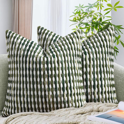 AmHoo Set of 2 Boho Chenille Pillow Cover Decorative Tufted Pillowcase for Couch Bed Sofa Bedroom Living Room Modern 18 x 18-Inch Brown