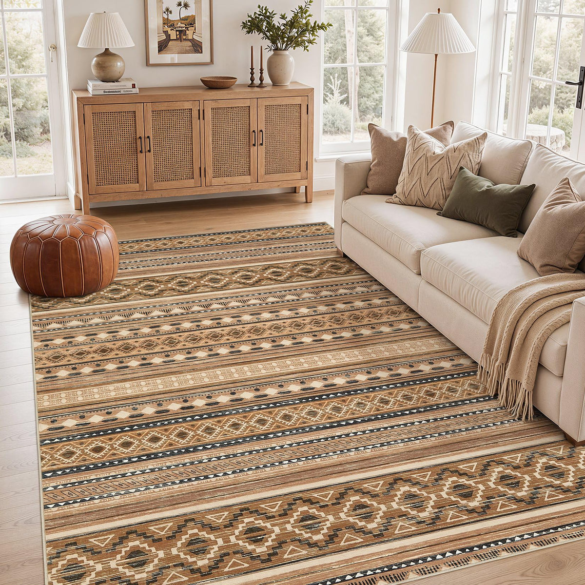 cotiled Boho 5x7 Area Rugs for Living Room: Soft Moroccan Washable Rug