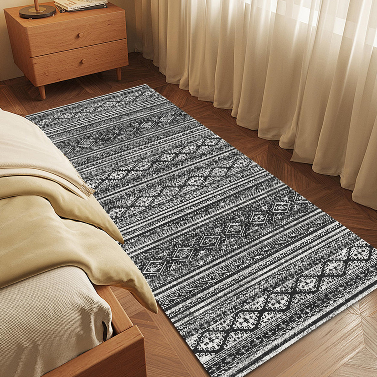 RUGSURE Washable Area Rugs - Perfect for Living Room, Bedroom, Kids Room, Nursery - Stain & Water Resistant Non-Slip, Pet & Child Friendly, Vintage Tribal Area Rugs (Green, 5' x 7')