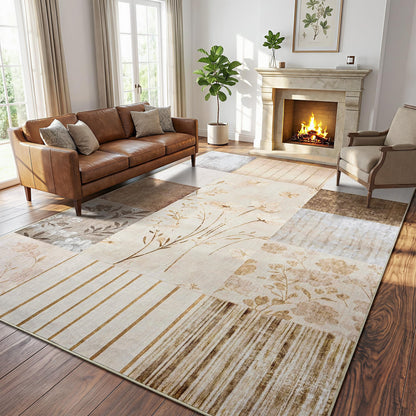 4'x6' Colorful Geometric Patchwork Floral Area Rug