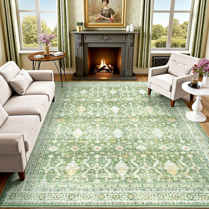 8x10 Area Rugs for Living Room Green Washable Non-Slip Large Carpet