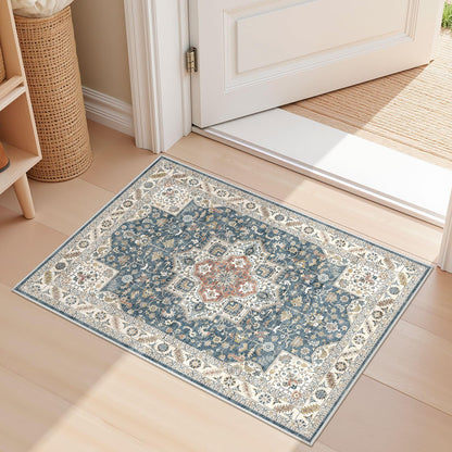 cotiled 5x7 Area Rug for Living Room, Washable, Traditional, Beige