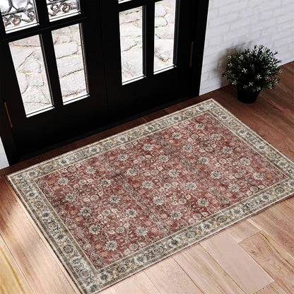 CHAMPLANT 6'x9' Washable Vintage Area Rug Boho Chic Medallion Distressed Design Non-Shedding Easy Care Ideal for High Traffic Areas in Living Room Bedroom Kitchen Office Large Carpet