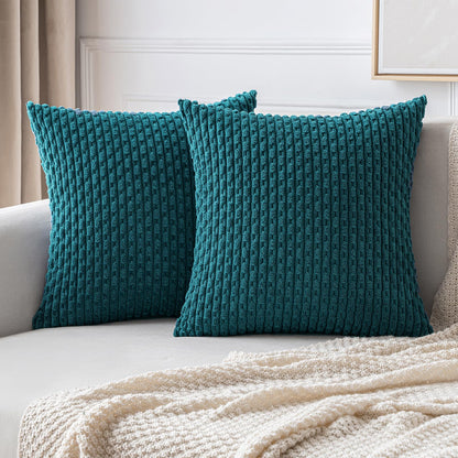 MIULEE Decorative Throw Pillow Covers 18x18 Sage Green Textured Corduroy