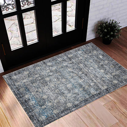 CHAMPLANT 6'x9' Washable Vintage Area Rug Boho Chic Medallion Distressed Design Non-Shedding Easy Care Ideal for High Traffic Areas in Living Room Bedroom Kitchen Office Large Carpet